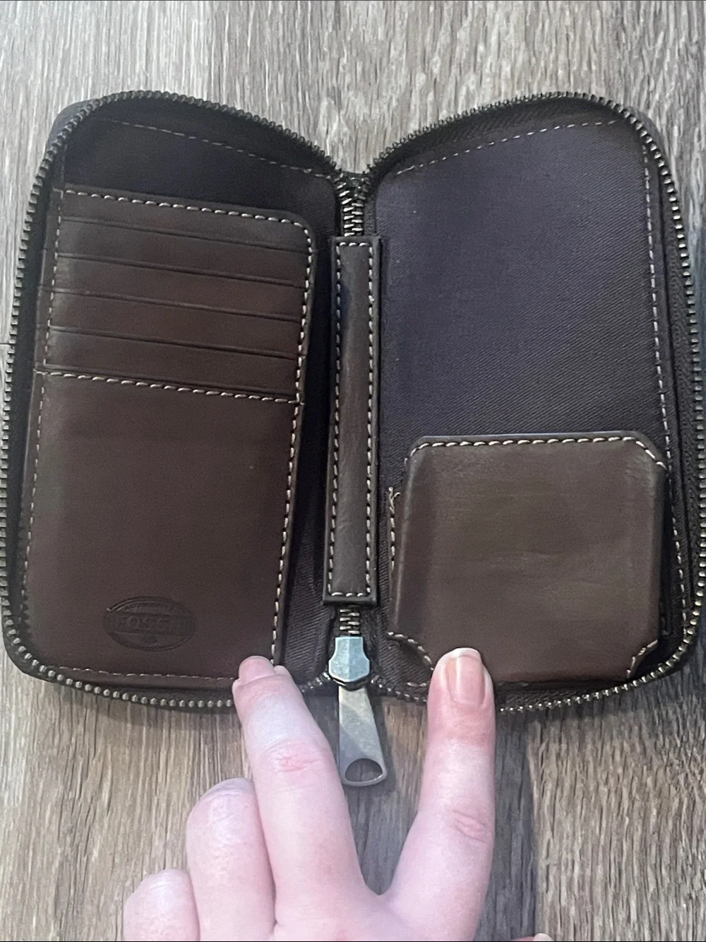 Men's Leather Zip Wallet - Brown